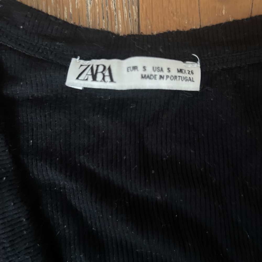Zara Black Ribbed Top Size S - Picture 2 of 2